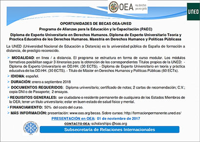 OPORTUNIDADES DE BECAS OEA-UNED